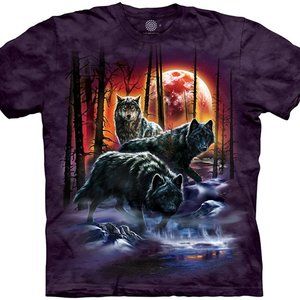 Wolf Fire Ice Wolves Family Moon Animal The Mountain Purple T-Shirt Adult S